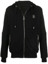 PHILIPP PLEIN LOGO DETAILED ZIPPED HOODIE