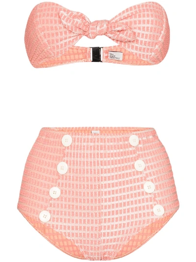 Lisa Marie Fernandez Poppy Jacquard Seersucker Bikini In Pink