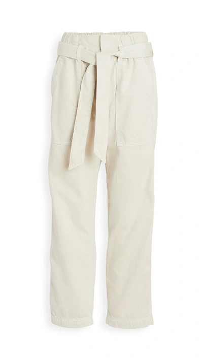 Amo Relaxed Straight Leg Paperbag Trousers In Vintage White