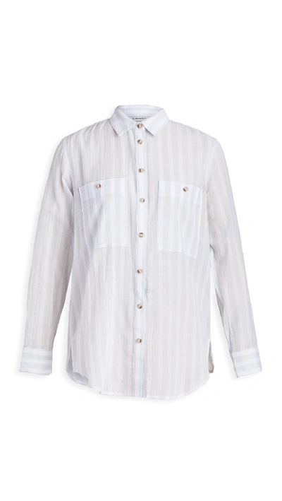 Club Monaco Marnee Shirt In Pale Blue Stripe