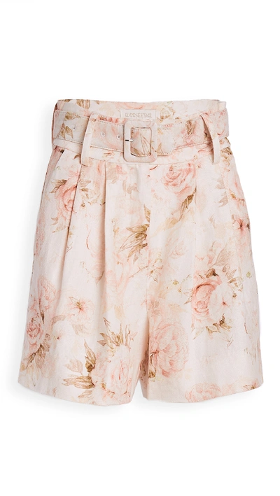 Divine Héritage Belted High Waisted Long Shorts In Layla Floral