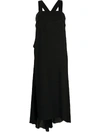 Isabel Benenato Asymmetric Hem Silk Dress In Black