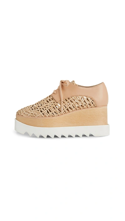 Stella Mccartney Elyse Lace Up Shoes In Straw/powd