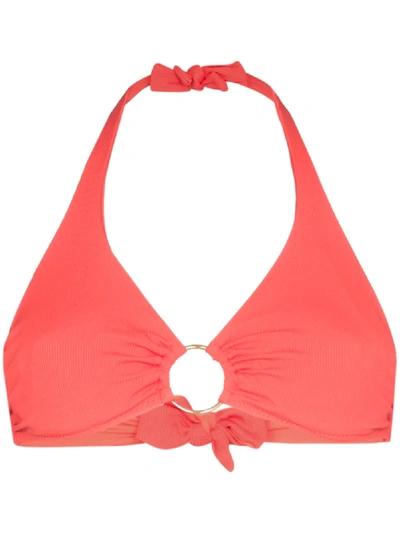 Melissa Odabash Brussels Halter Neck Bikini Top In Tangerine Ribbed