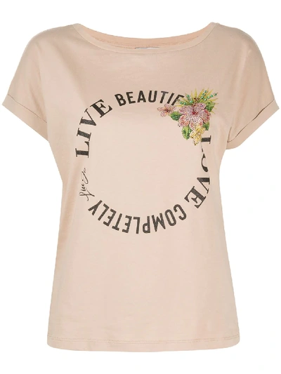 Liu •jo Live Beautiful Short-sleeved T-shirt In Neutrals