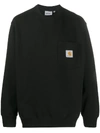 Carhartt Wip Pocket Crewneck Sweatshirt - Black Colour: Black In Black