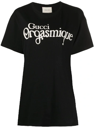 Gucci Logo Print Cotton Jersey T-shirt In Black