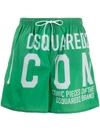 Dsquared2 Logo Print Swim Shorts In Green