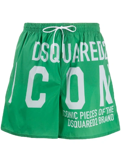 Dsquared2 Logo Print Swim Shorts In Green