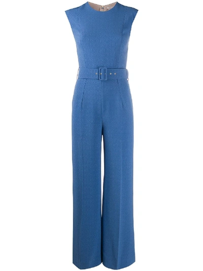 Emilia Wickstead Wide-leg Belted Jumpsuit In Blue