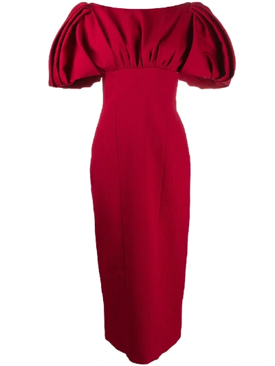Emilia Wickstead Petunia Puffed-shoulder Dress In Red