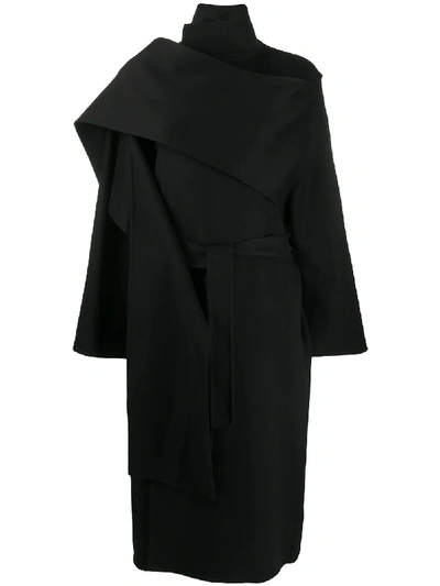 Ports 1961 Draped Double-breasted Coat In Black