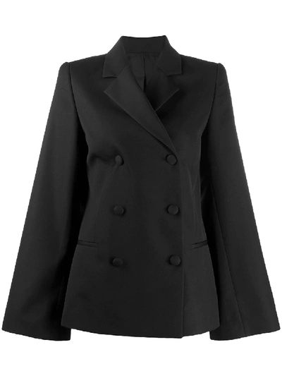Totême Matera Bell Sleeve Double Breasted Coat In Black
