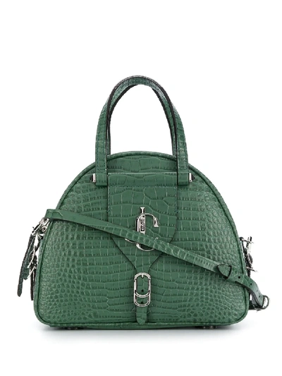 Jimmy Choo Small Varenne Bowling Crocodile-effect Tote Bag In Green