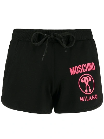 Moschino Logo Print Shorts In Black