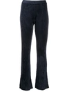 Mrz Ribbed Knit Flared Trousers In 0301 Navy Blue