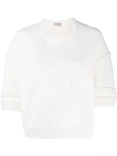 Mrz Felt Logo Cropped Sweatshirt In White