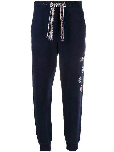 Mrz Patchwork Drawstring Trousers In Blue