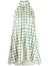 JEJIA MOCK-NECK WINDOWPANE-CHECK BLOUSE