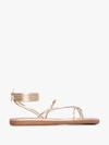 Ancient Greek Sandals String Metallic Leather Sandals In Gold