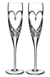 WATERFORD WATERFORD TRUE LOVE SET OF 2 LEAD CRYSTAL CHAMPAGNE FLUTES,1058291