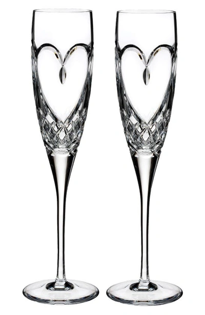 WATERFORD TRUE LOVE SET OF 2 LEAD CRYSTAL CHAMPAGNE FLUTES,1058291
