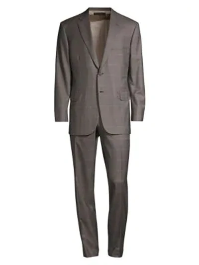 Brioni 2-piece Plaid Wool Suit In Grey