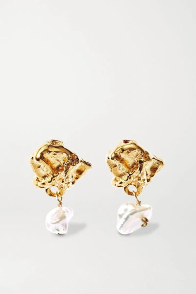 Alighieri Streaming Pearl Gold-plated Pearl Earrings In Gold,pearl