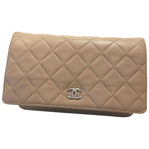 PreOwned Chanel Wallet On Chain Beige Leather Handbag ModeSens