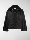 Random Identities Wide Collar Padded Jacket In Black