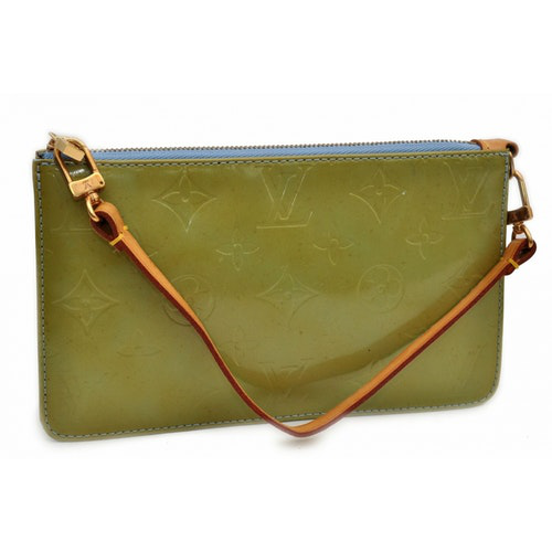 Pre-Owned Louis Vuitton Neverfull Green Patent Leather Clutch Bag | ModeSens