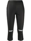 Off-white Cropped Printed Coated Stretch-jersey Leggings In Black