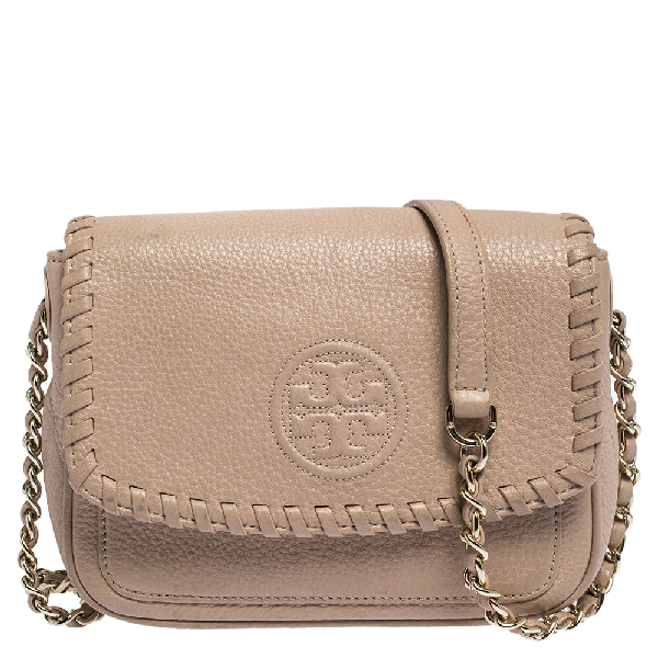 Pre-Owned Tory Burch Light Pink Leather Mini Marion Crossbody Bag | ModeSens
