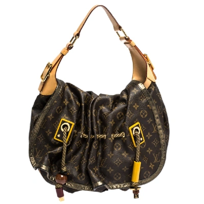 Pre-owned Louis Vuitton Monogram Canvas And Leather Limited Edition Kalahari Gm Bag In Brown