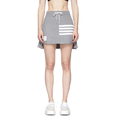 Thom Browne Flyweight Tech Pleated 4-bar Miniskirt In Grey