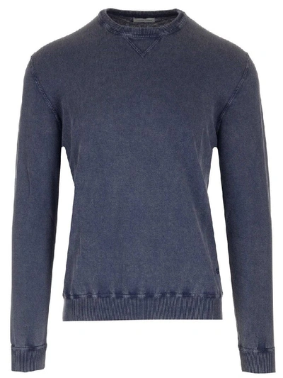 Jacob Cohen Washed Crew-neck Sweatshirt In Blue