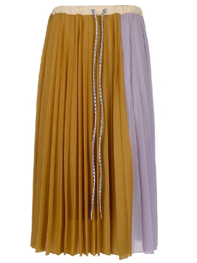 Moncler Pleated Skirt In Yellow In Brown/purple