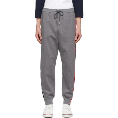 Thom Browne Interlock Rwb Stripe Track Pants In Grey