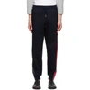 THOM BROWNE NAVY INTERLOCKING RWB STRIPE LOUNGE trousers