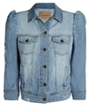 Retroféte Ada Puff-sleeve Distressed Denim Jacket In Denim-lt