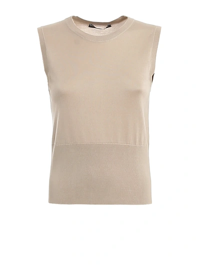 Dolce & Gabbana Silk Knitted Tank Top In Beige