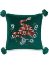 GUCCI Velvet cushion with snake embroidery