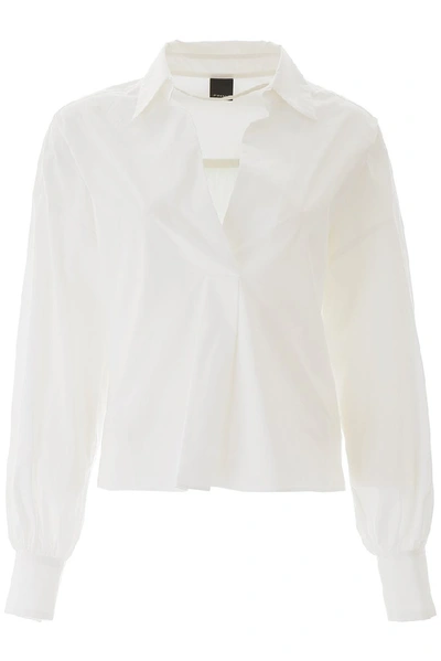 Pinko V-neck Ballon-sleeve Blouse In White