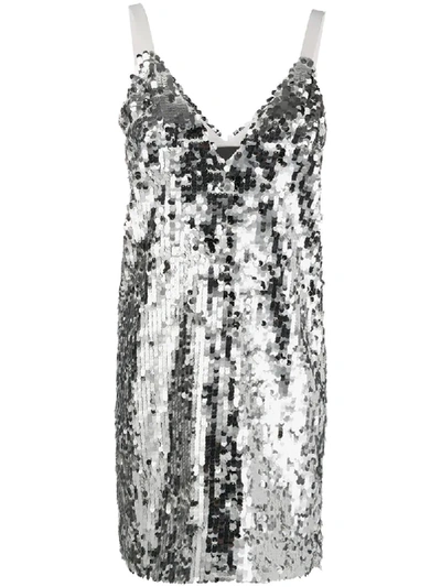 8pm Sequined Mini Dress In Silver