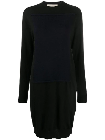 Ports 1961 Knitted Two Tone Dress In Black