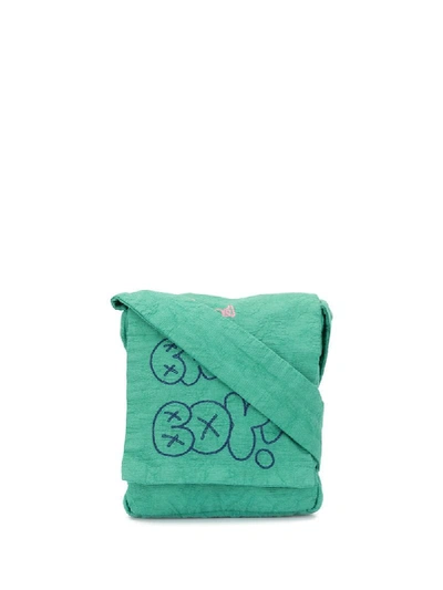 Bernhard Willhelm Bad Boy Embroidered Messenger Bag In Green