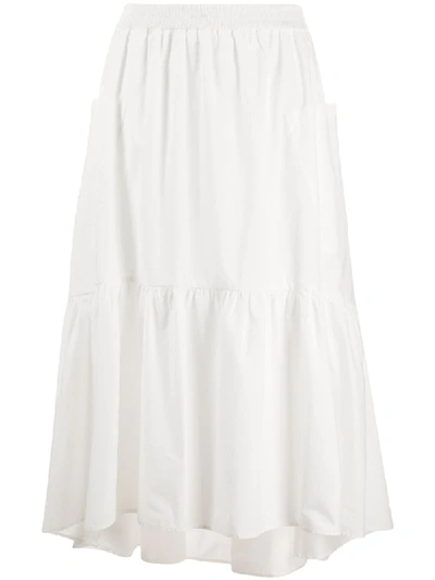 8pm Open-pocket Tiered Skirt In White