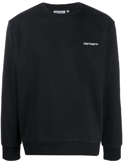 Carhartt Embroidered Logo Crew-neck Sweatshirt In Black