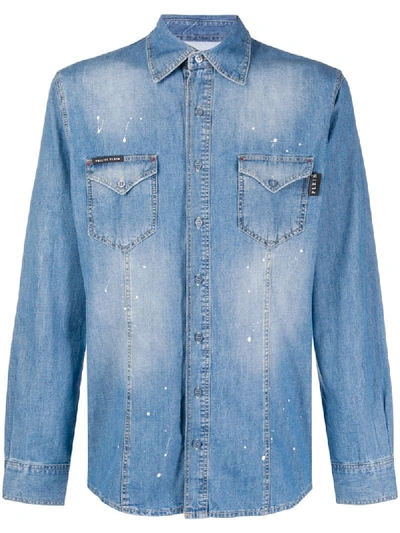 Philipp Plein Gothic Plein Denim Shirt In Blue