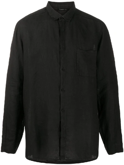 Transit Chest Pocket Linen Shirt In Black